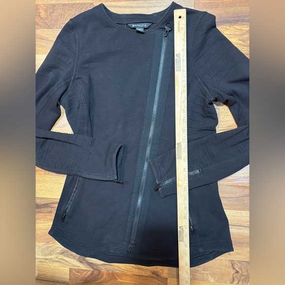 Athleta Full Zip Casual Moto Jacket Womens Size Med Black Minimalist Athleisure - Picture 4 of 6